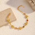 Fashion Gold Plated Star Flower Charm Bracelet 6W6JBR519