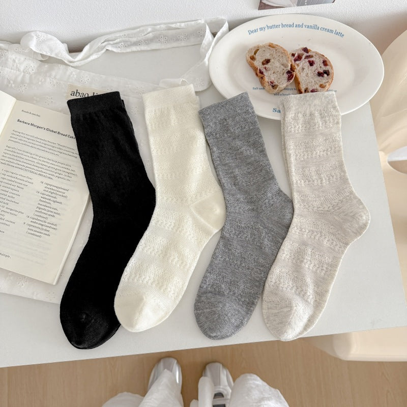 Solid Hollow Out Crew Socks - DippedShop Wholesale - #7331