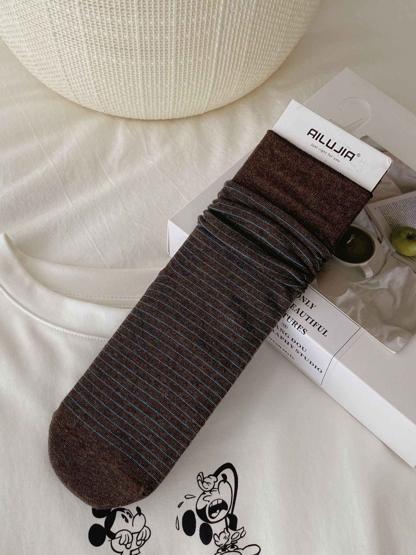 Simple Striped Polka Dot Crew Socks 6W8FSO696