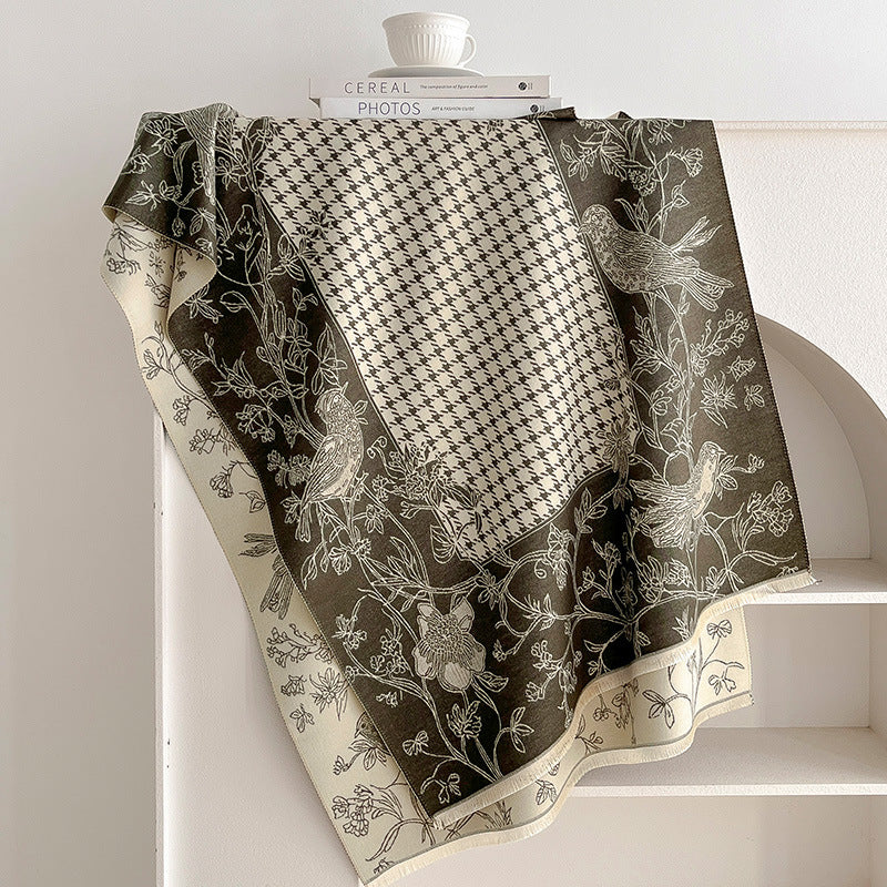 Houndstooth Floral Shawl Wrap Scarf - DippedShop Wholesale - #5779
