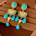 Bohemian Turquoise Teardrop Tassel Earrings 6W6JER832