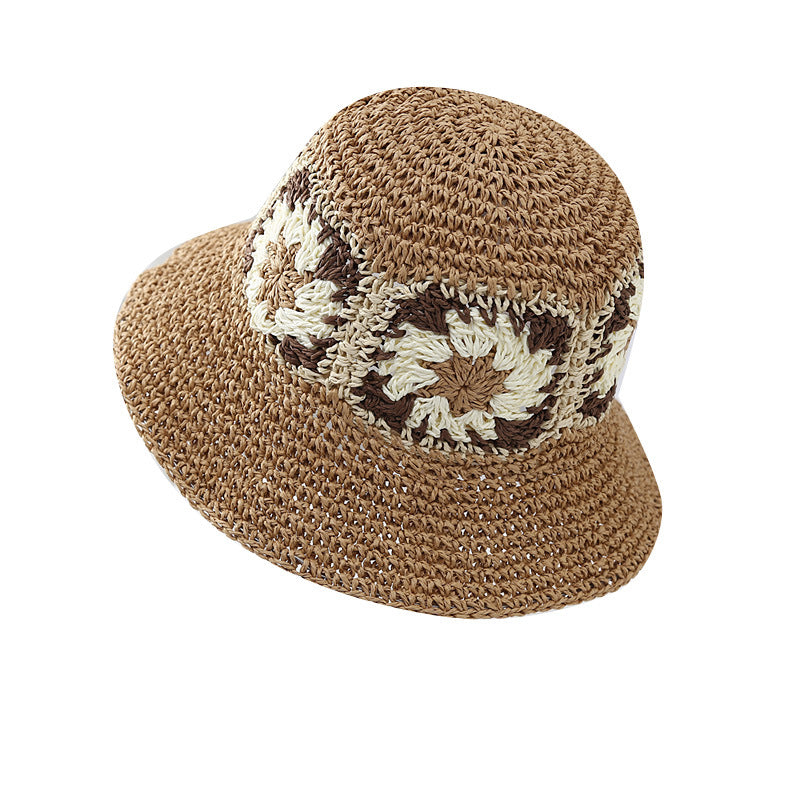 Floral Crochet Straw Hat - DippedShop Wholesale - #8899