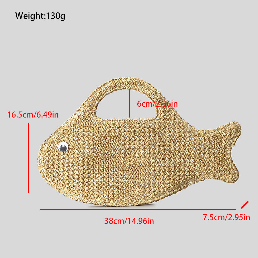 Funny Fish Shape Straw Hand-Woven Handbag 8BW6BBG425T