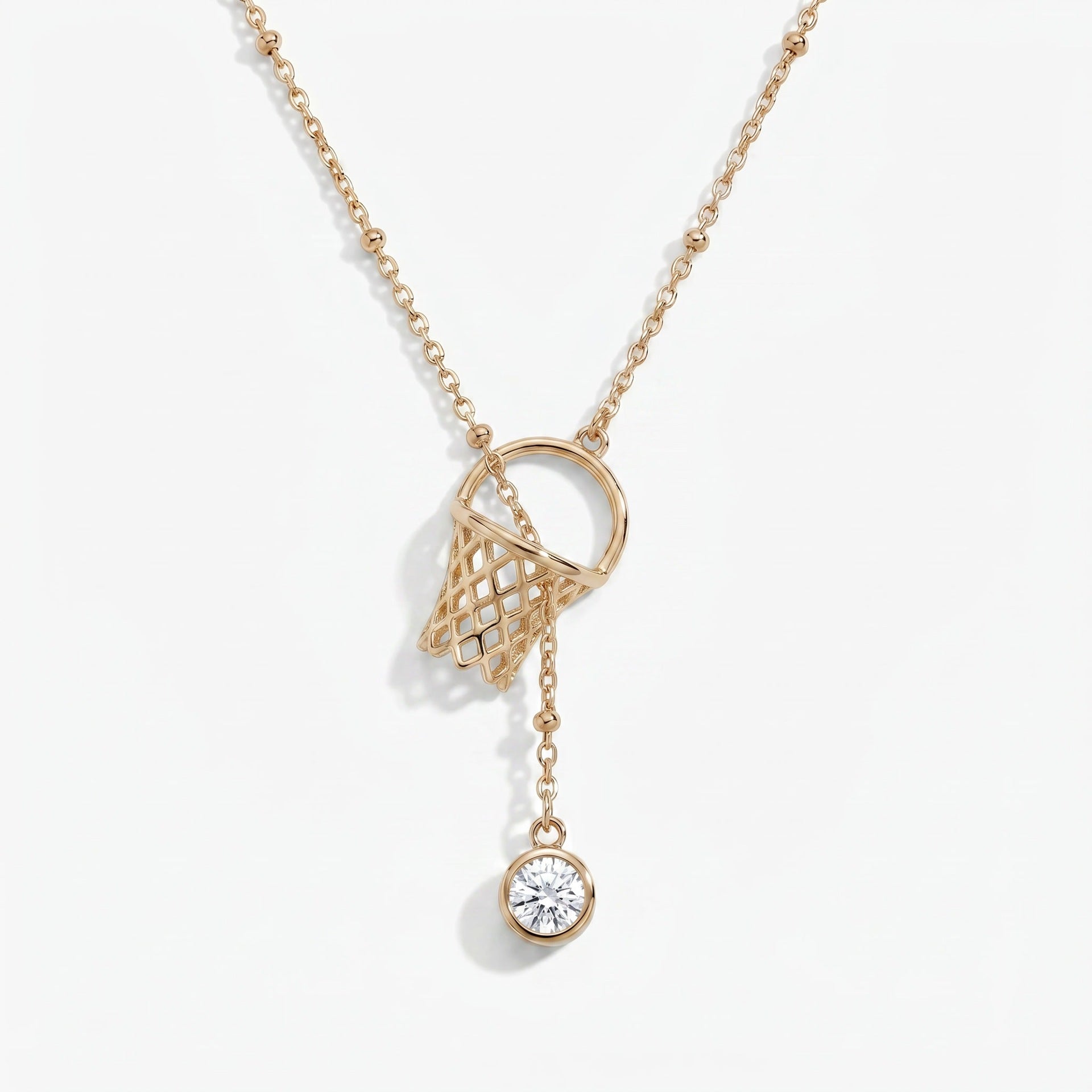 Sporty Style Cubic Zirconia Ball Pendnat Necklace 6W6JNC410L