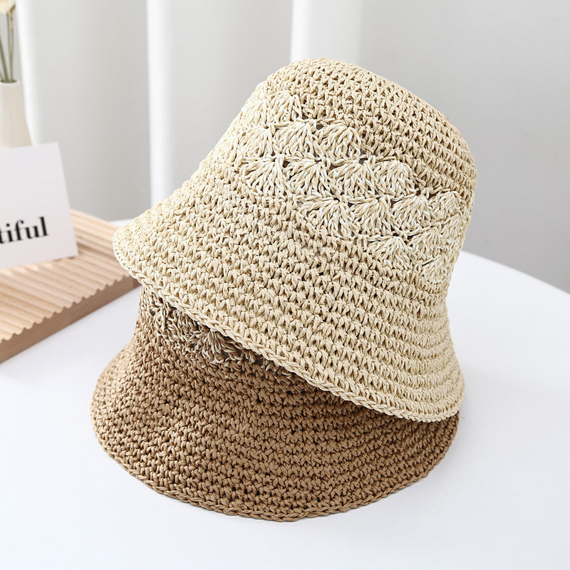 Hollow Woven Straw Bucket Hat - DippedShop Wholesale - #4083