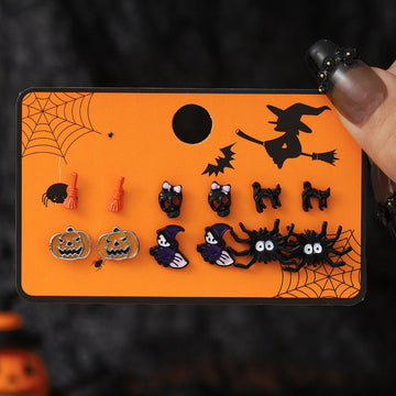 5+ Pumpkin Spider Cartoon Halloween Earrings DPJE2721