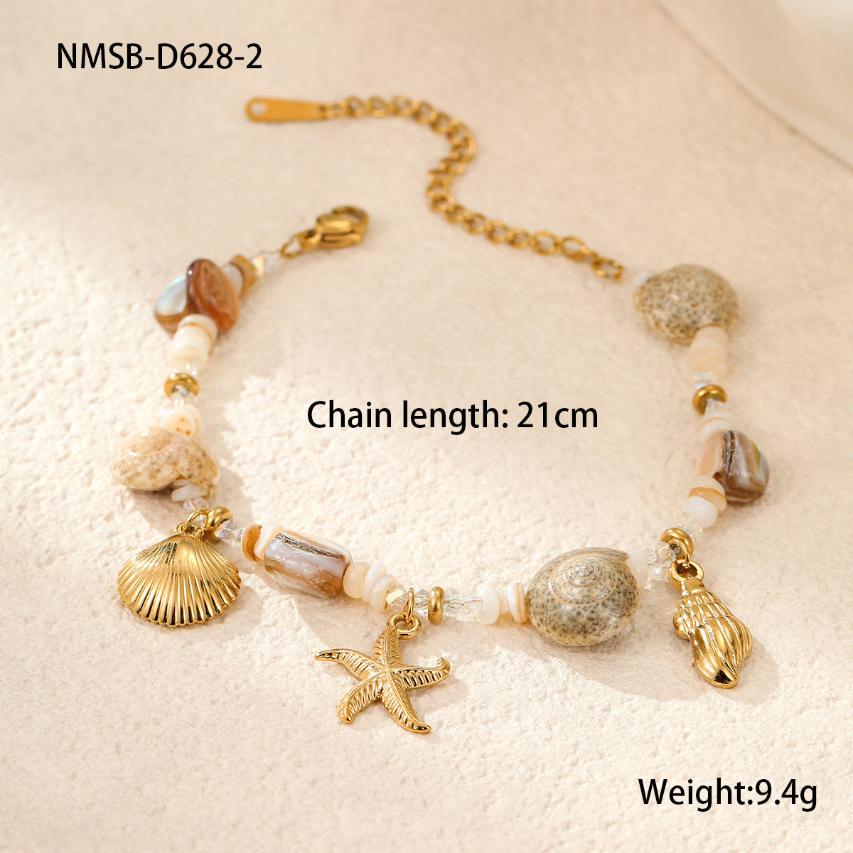 Retro Starfish Stone Beaded Necklace - DippedShop Wholesale - #4563