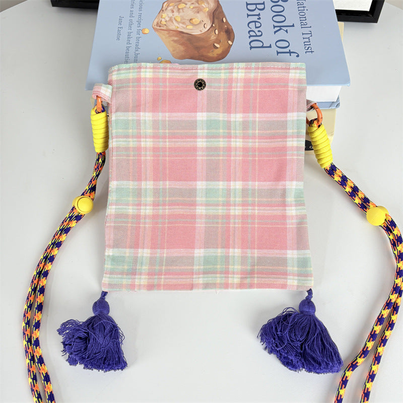 Simple Color Block Plaid Tassel - DippedShop Wholesale - #7875