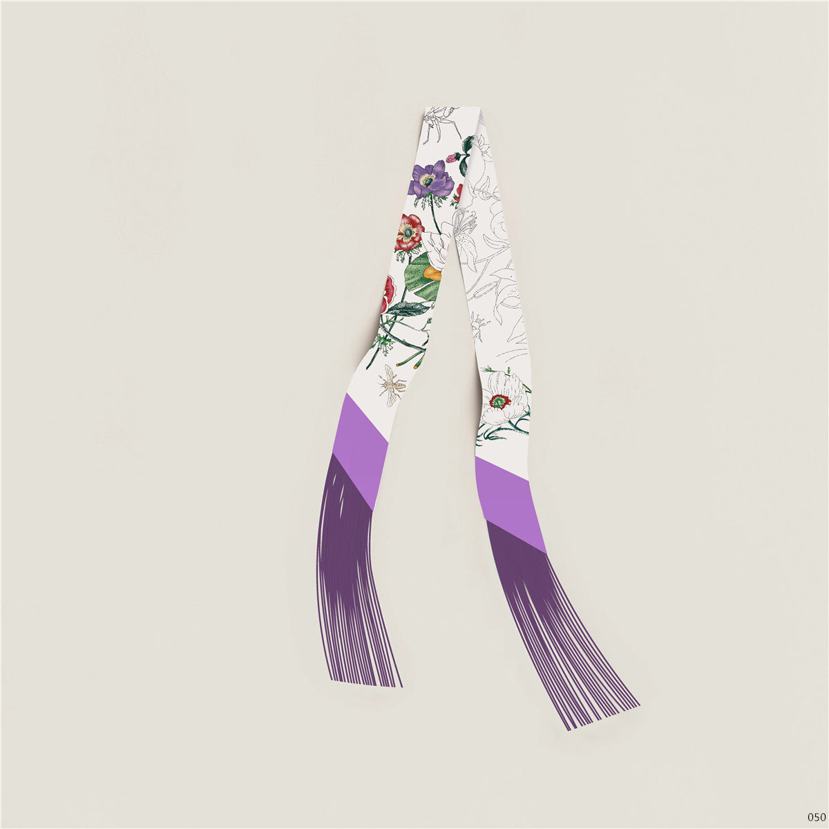 Floral Tassel Silk Scarf - DippedShop Wholesale - #9155