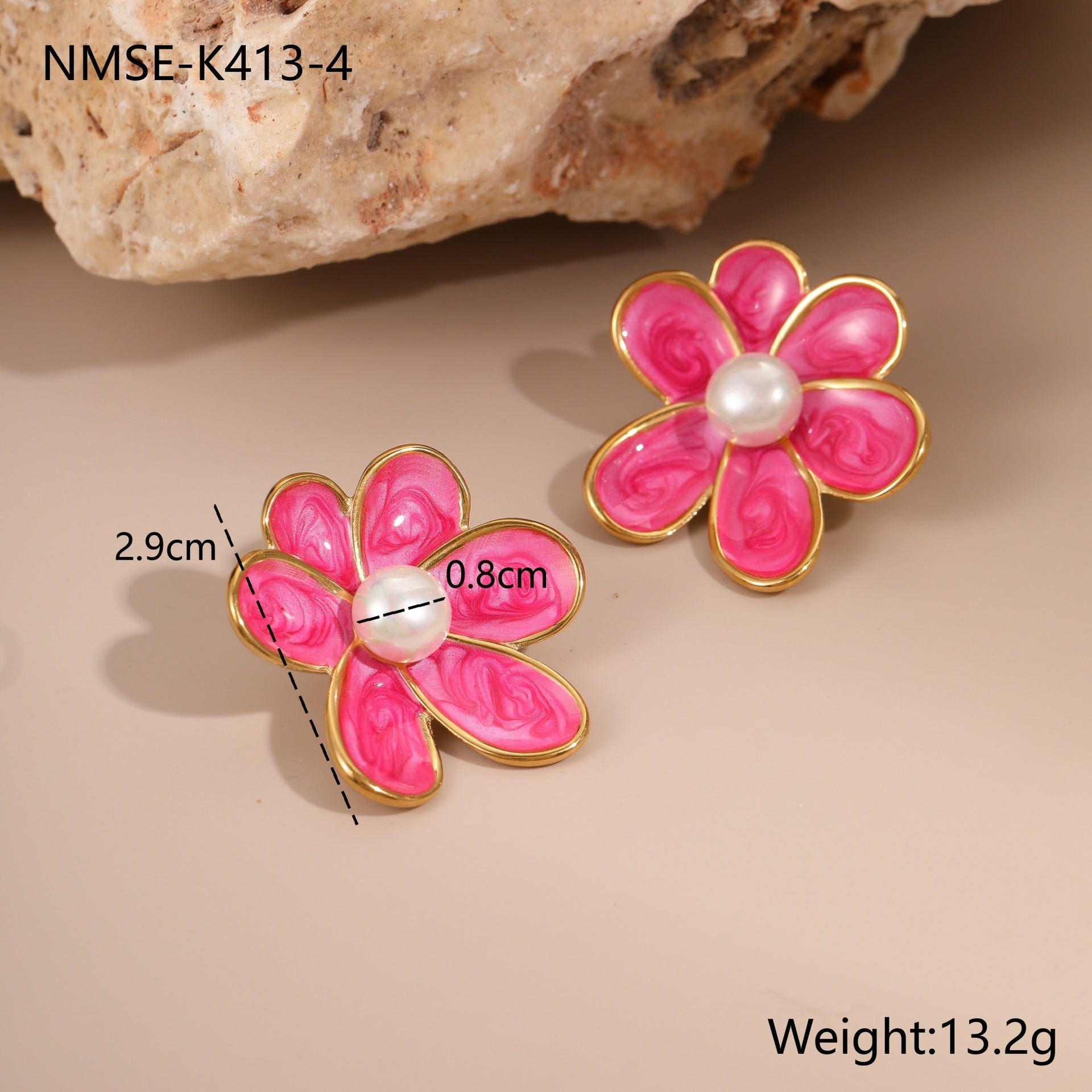 Vintage Enamel Flower Earrings - DippedShop Wholesale - #2499