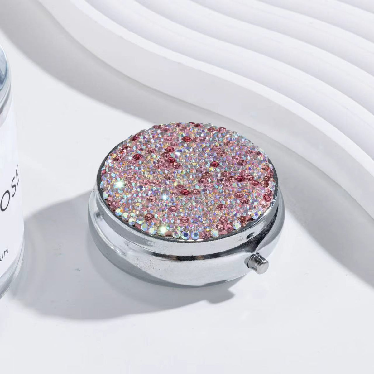 Rhinestone Round Mirror Case - DippedShop Wholesale - #5587