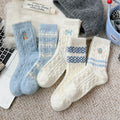 Bear Embroidery Striped Socks - DippedShop Wholesale - #0563