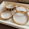 Retro Gold Plated Leopard Open Bracelet Set 6W6JBR677