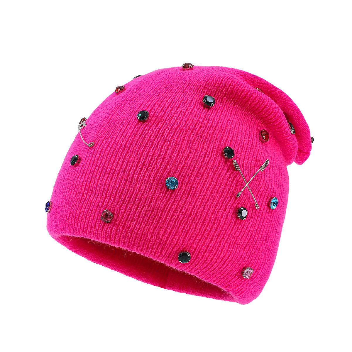 Rhinestone Slouchy Knit Beanie - DippedShop Wholesale - #5123