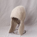 Fuzzy Angora Rabbit Fur Earflap Knit Beanie 6W6HAT691