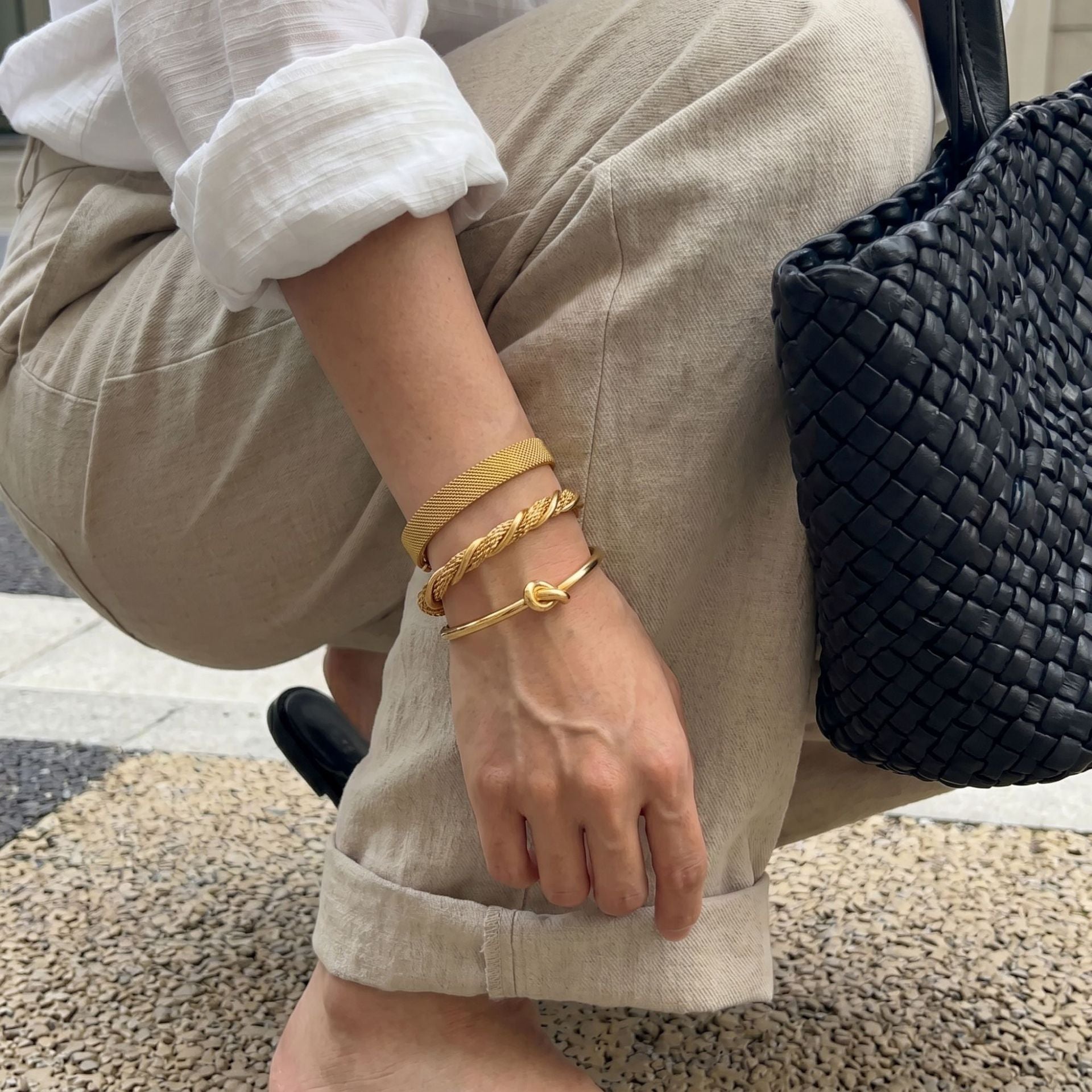 Fashion Braided Twisted Knot Open Cuff Bracelet 6W6JBR614