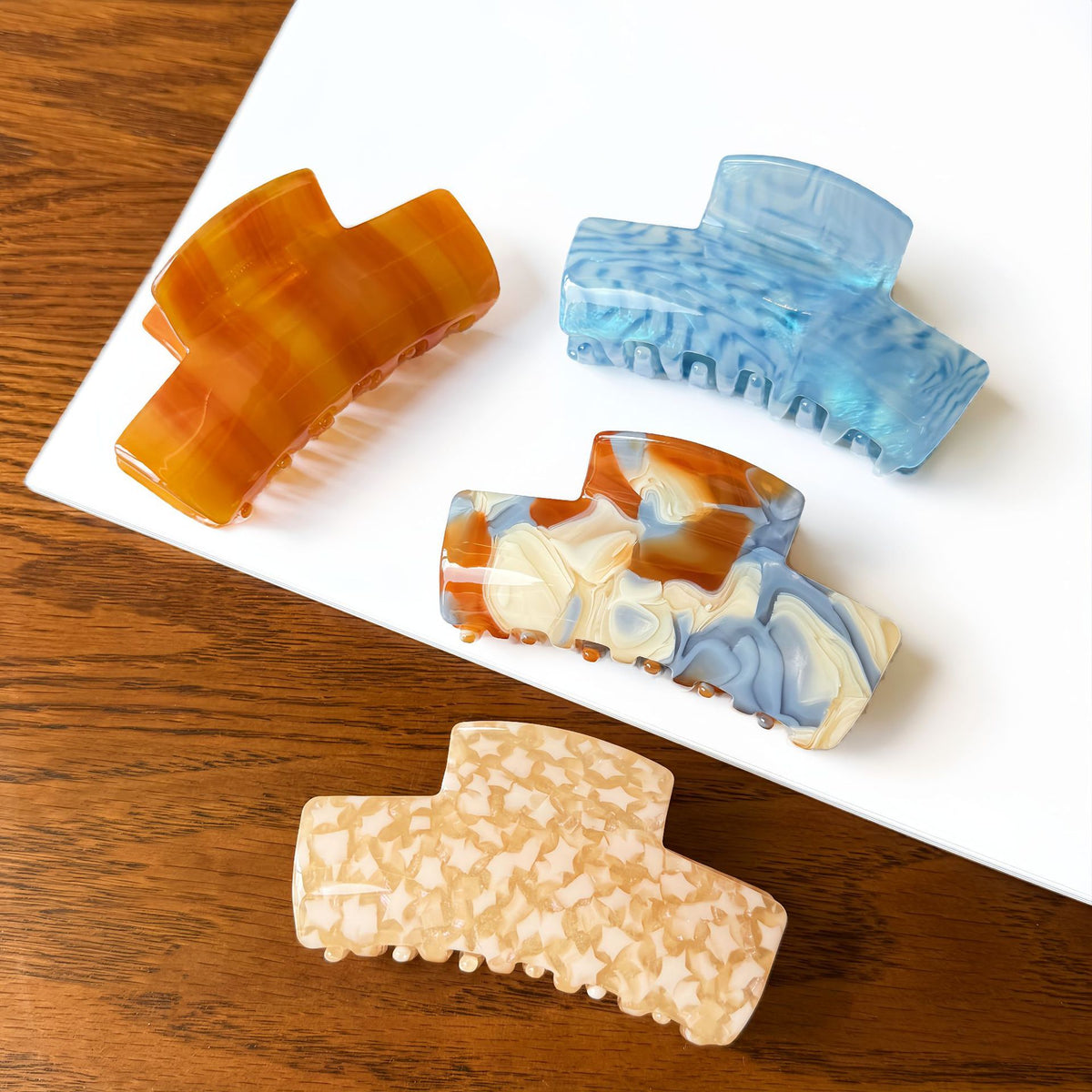 Simple Amber Marble Texture Acetate Hair Claw 6W6HCP1631