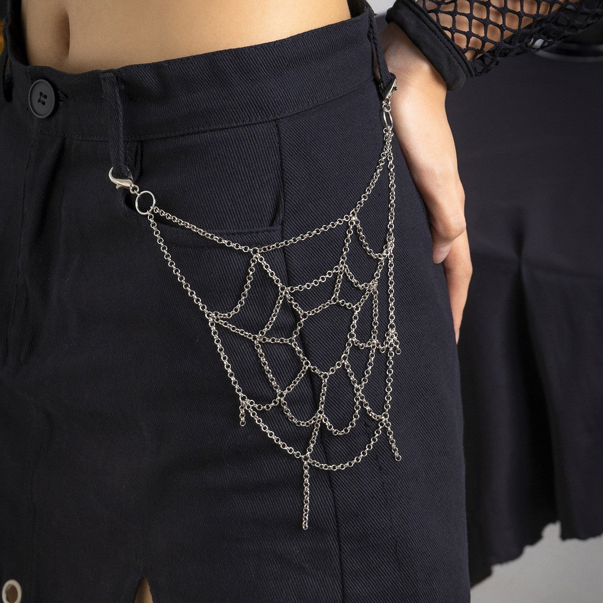 Dark Gothic Spider Web Layered Pants Chain 6W10BBC836