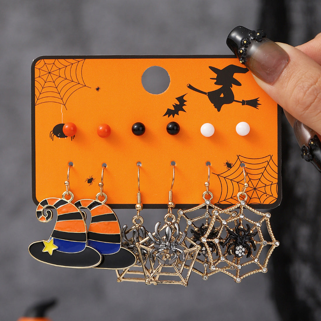 5+ Witch Spider Web Halloween Earrings DPJE2738