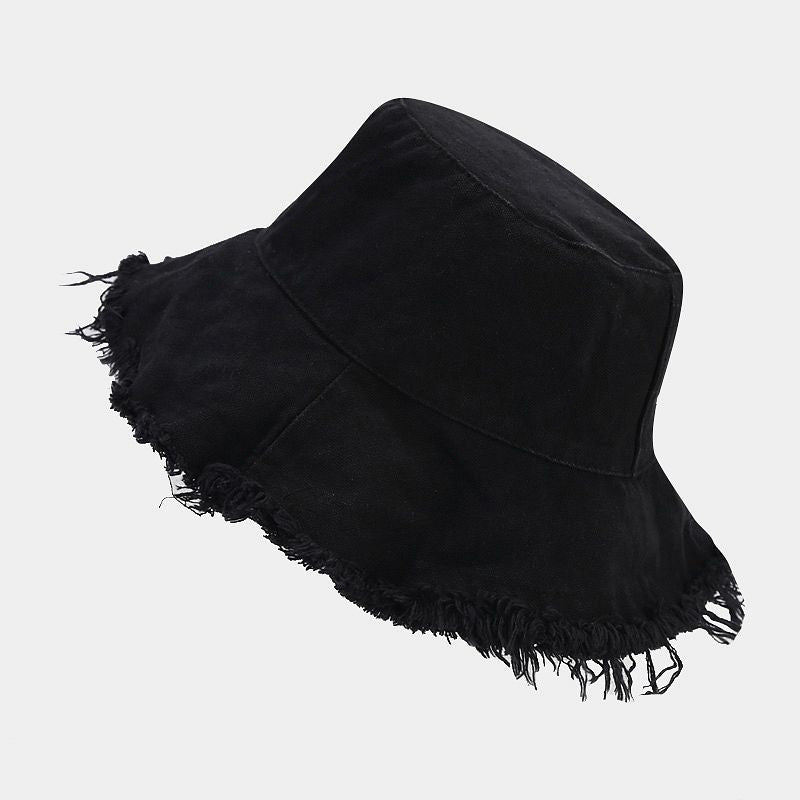 Vintage Frayed Wide Brim Beach Bucket Hat MK2BW6W6HAT71