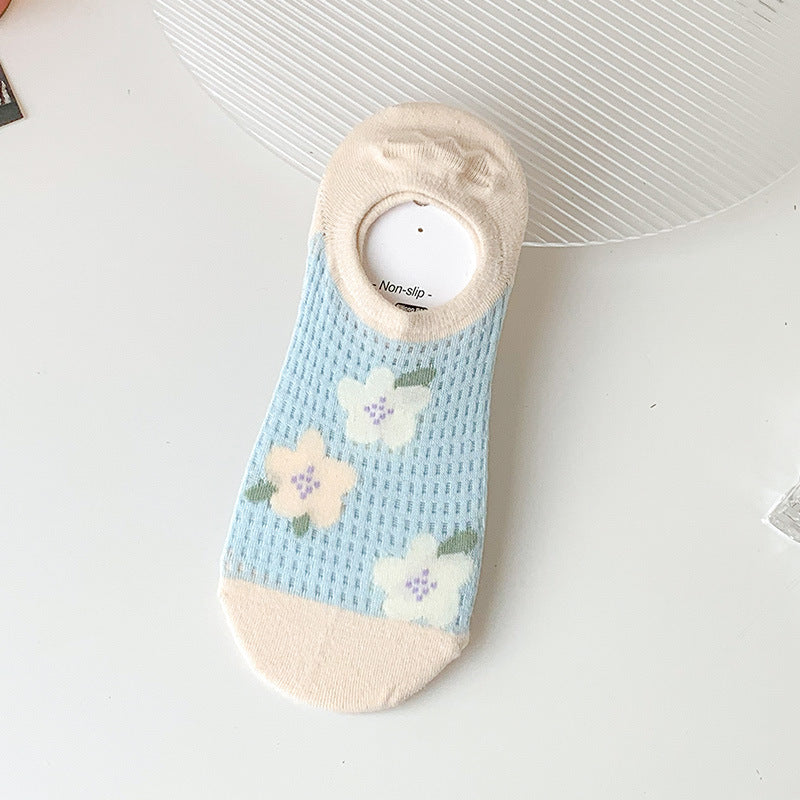 Floral Mesh No Show Socks - DippedShop Wholesale - #2291
