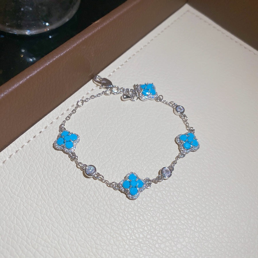 Elegant Gold Plated Enamel Floral Open Bracelet 6W6JBR726