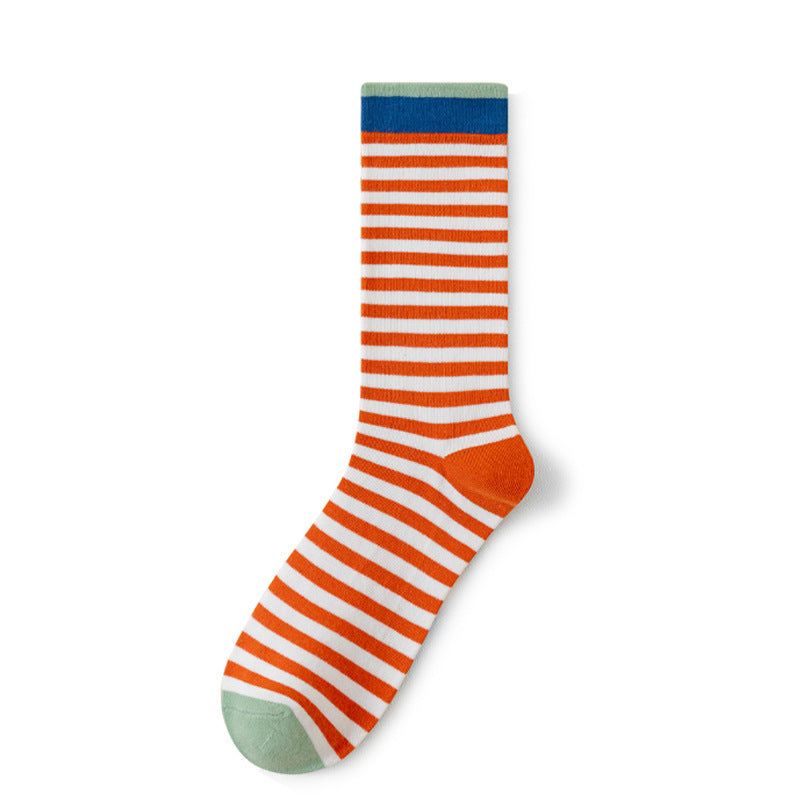 Classic Colorful Striped Mid Calf Socks 6W8FSO775
