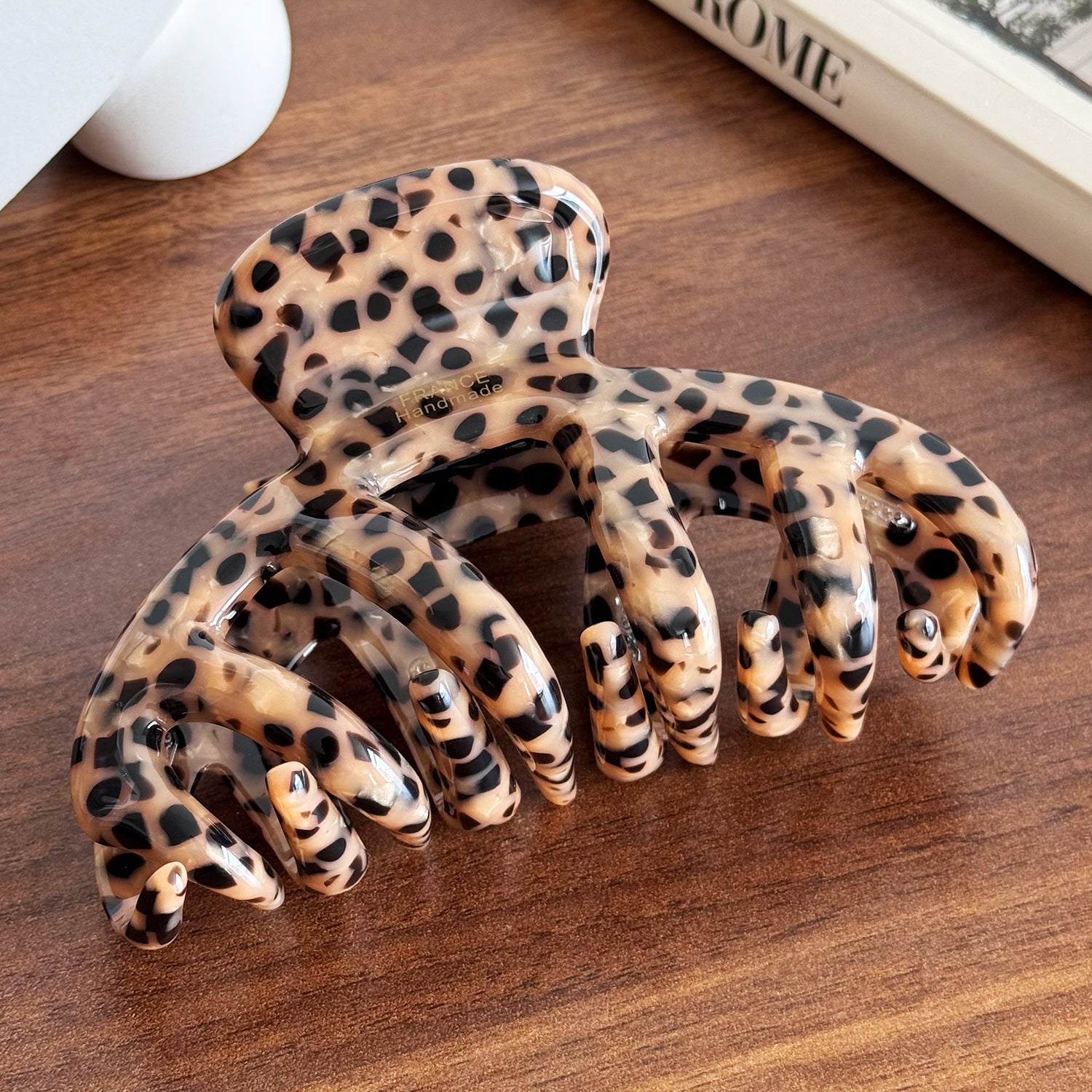 Retro Leopard Print Non-Slip Acetate Hair Claw 6W6HCP1295
