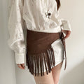 Minimalist Solid Color Triangular Tassel PU Belt 6W6JBT213