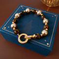 Vintage Rhinestones Pearl Metal Annular Bracelet 6W6JBR724