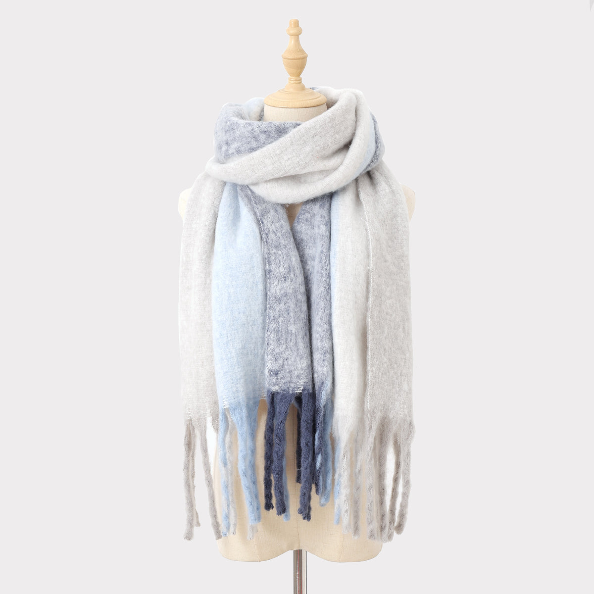 Striped Mohair Tassel Scarf - DippedShop Wholesale - #1891