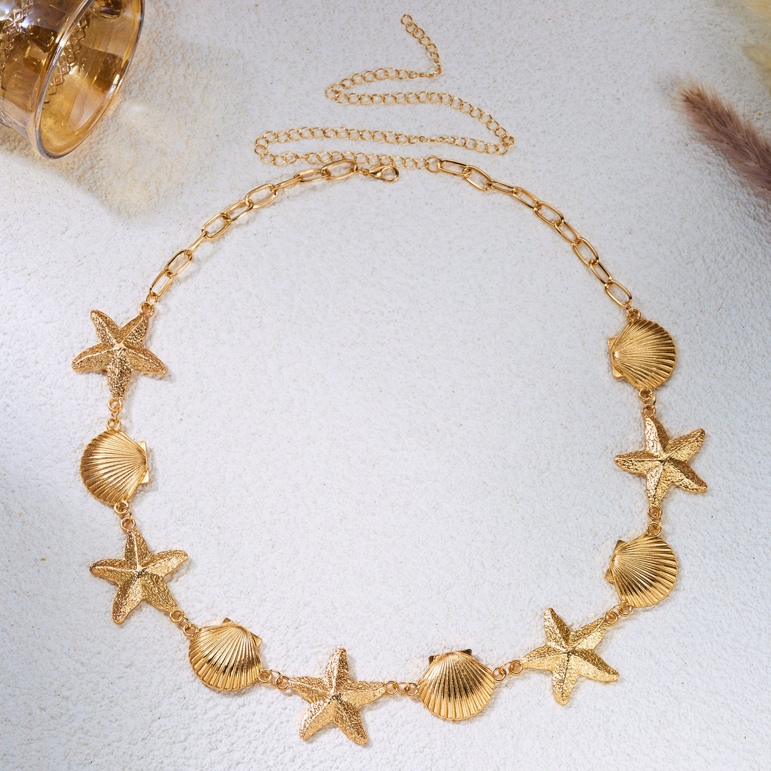 Simple Gold Plated Starfish Shell Waist Chain 8ZA6JBC106L