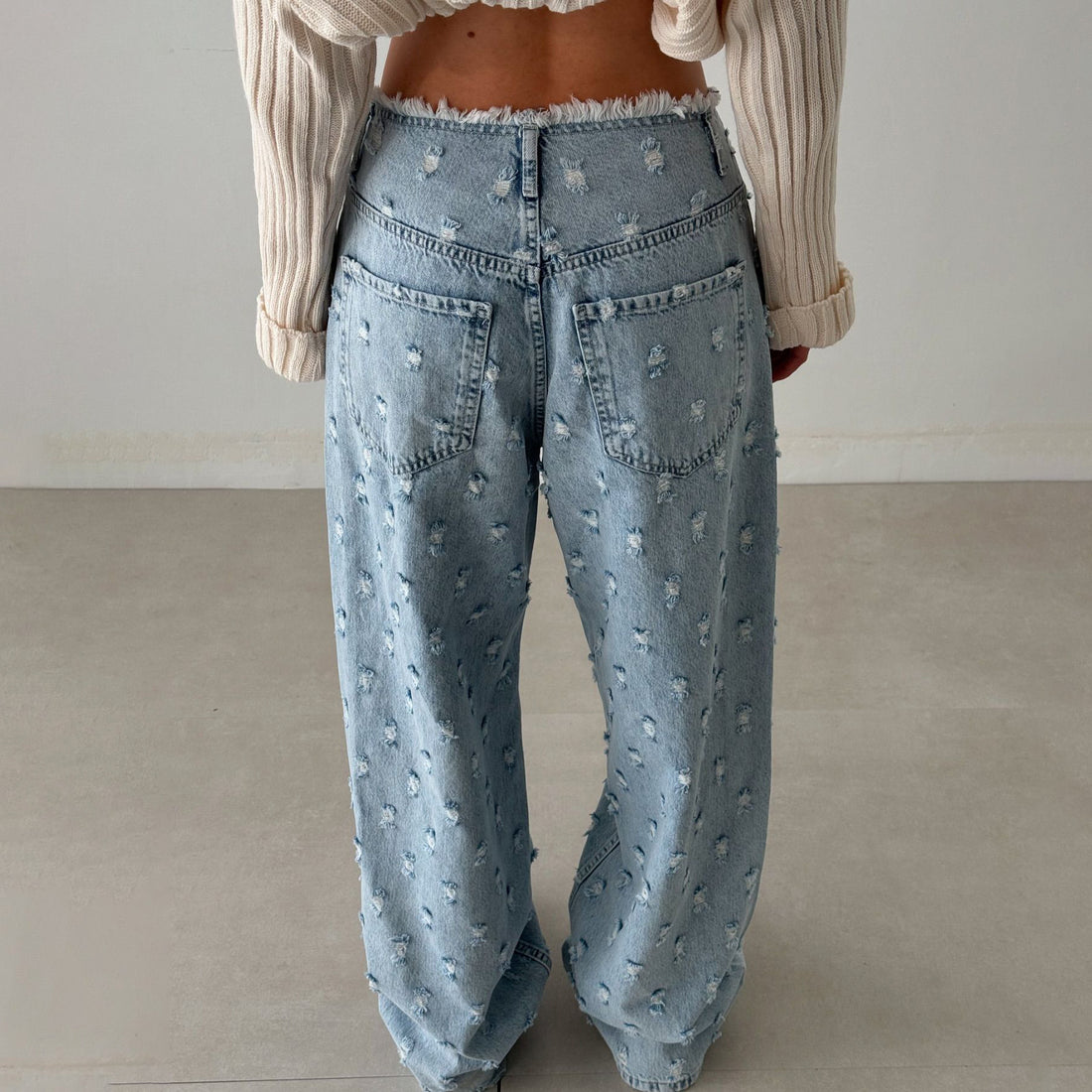Ripped Distressed Raw Loose Jeans DP25B806