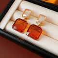 Fashion Transparent Rectangle Crystal Drop Earrings 6W6JER713