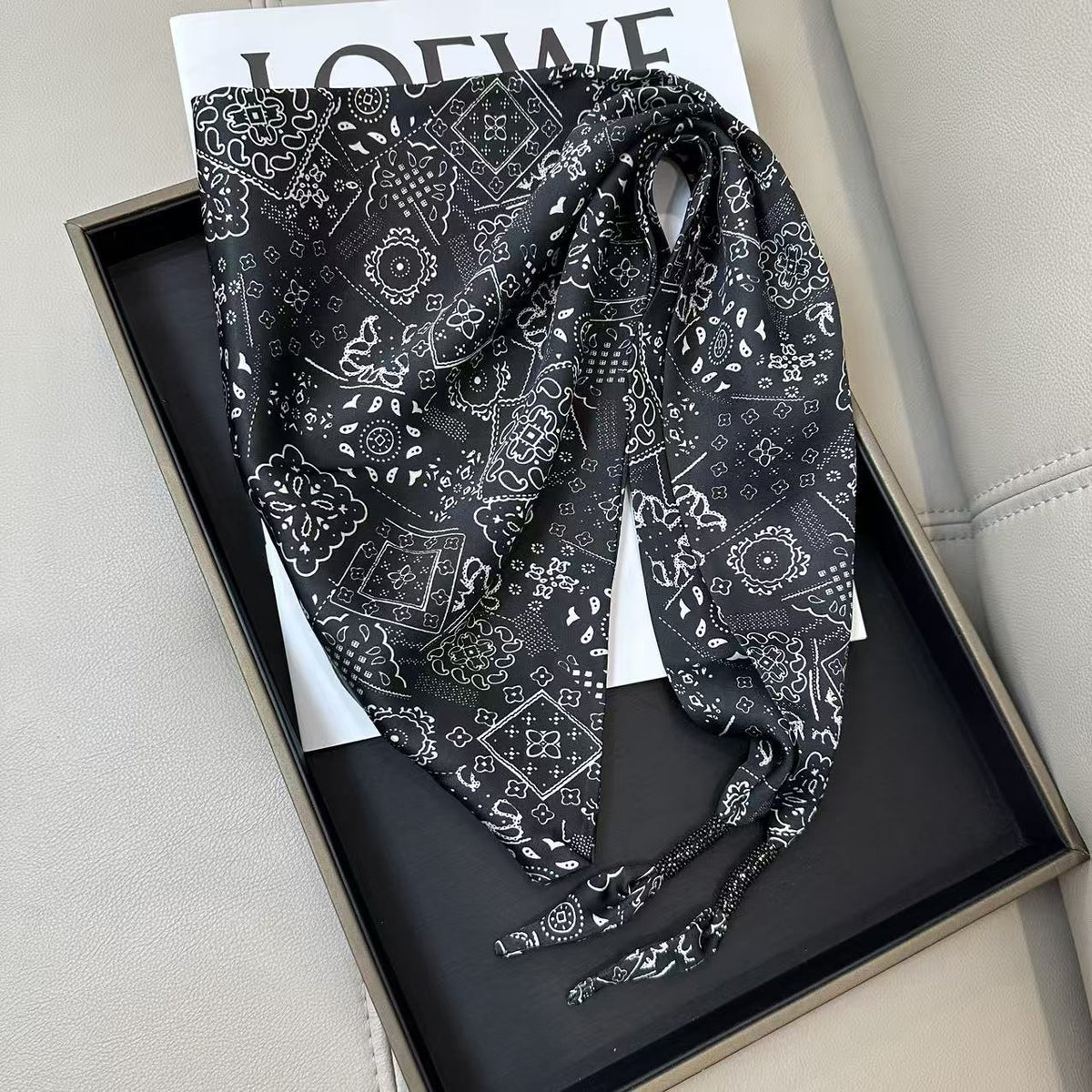 Cashew Print Silk Scarf - DippedShop Wholesale - #6963