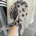 Chic Floral Print Square Silk Scarf 6W6NSI189