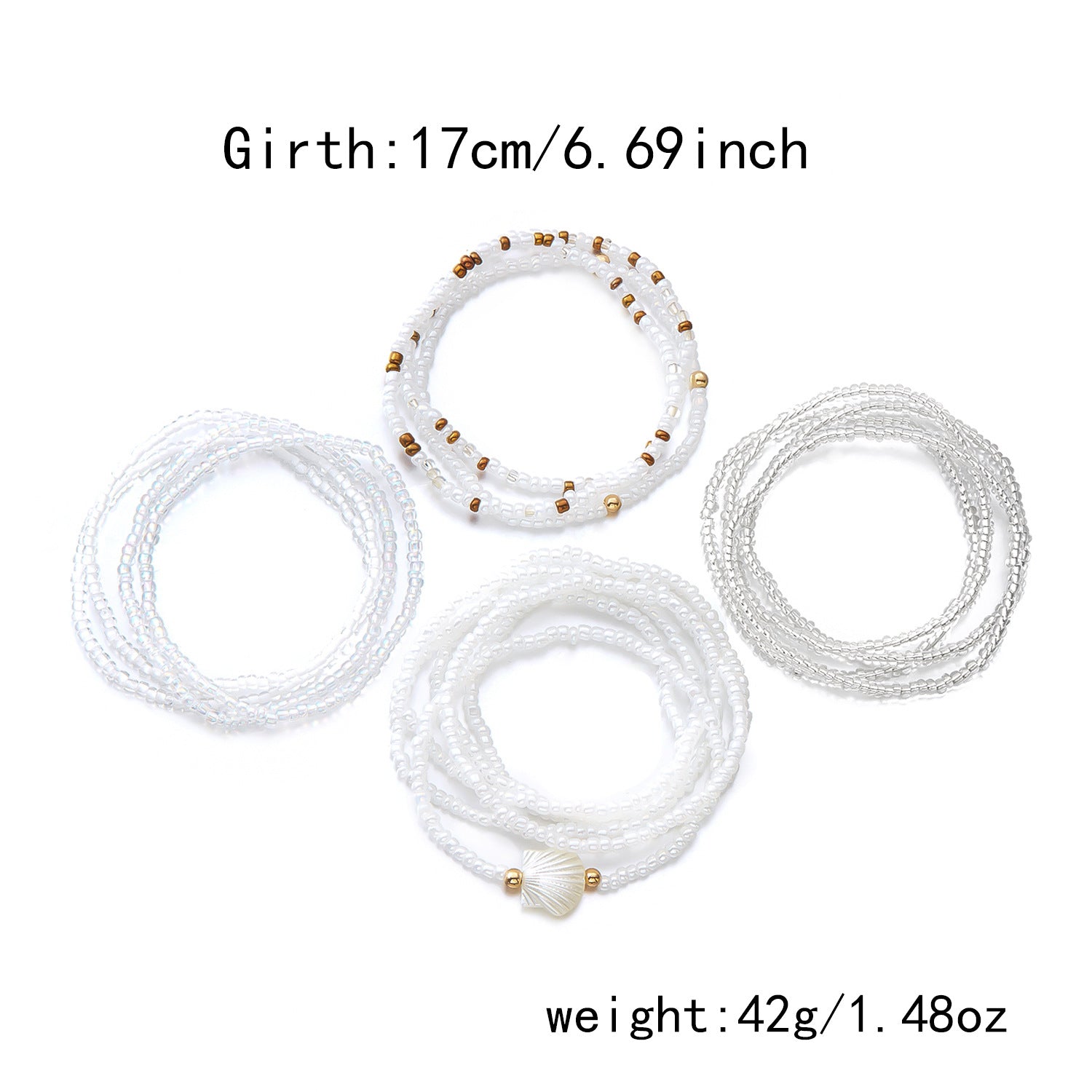 Cute Multi-Color Beaded Chain Stackable Bracelets 6W6JBR505