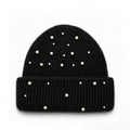 Elegant Pearl Wool Blend Knit Beanie Hat 6W6HAT643