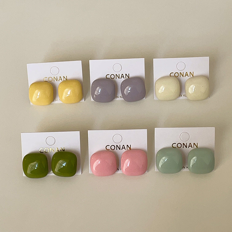 Enamel Square Stud Earrings - DippedShop Wholesale - #5027