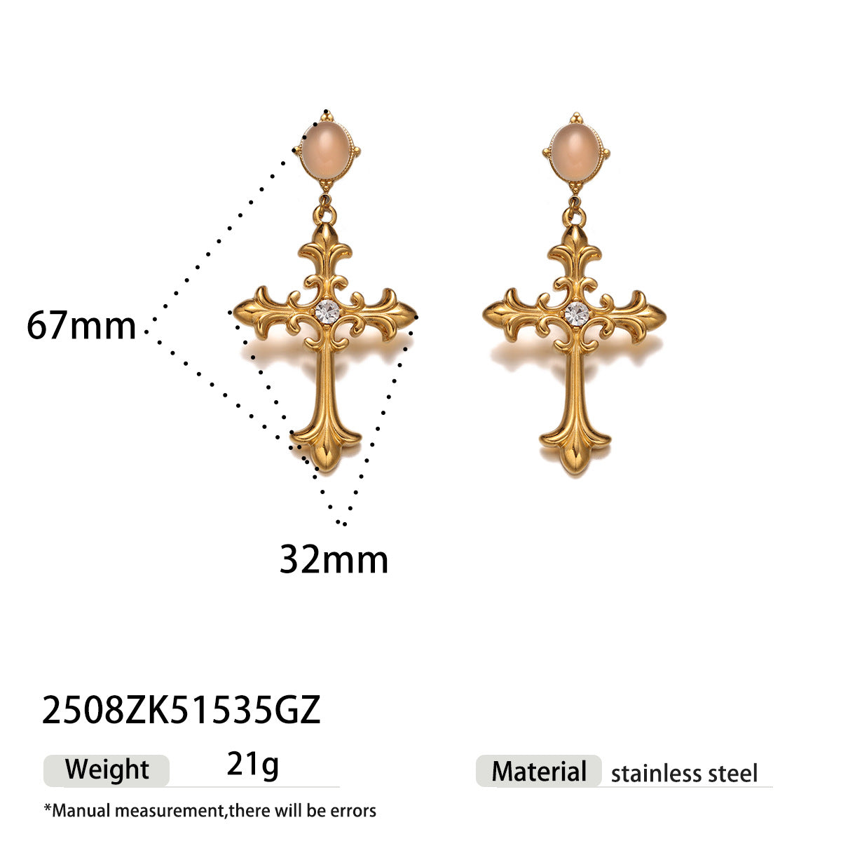 Gothic Beaded Cross Necklace - DippedShop Wholesale - #5939