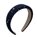Retro Denim Star Rhinetone Fabric Wide Headband 6W6HBD291