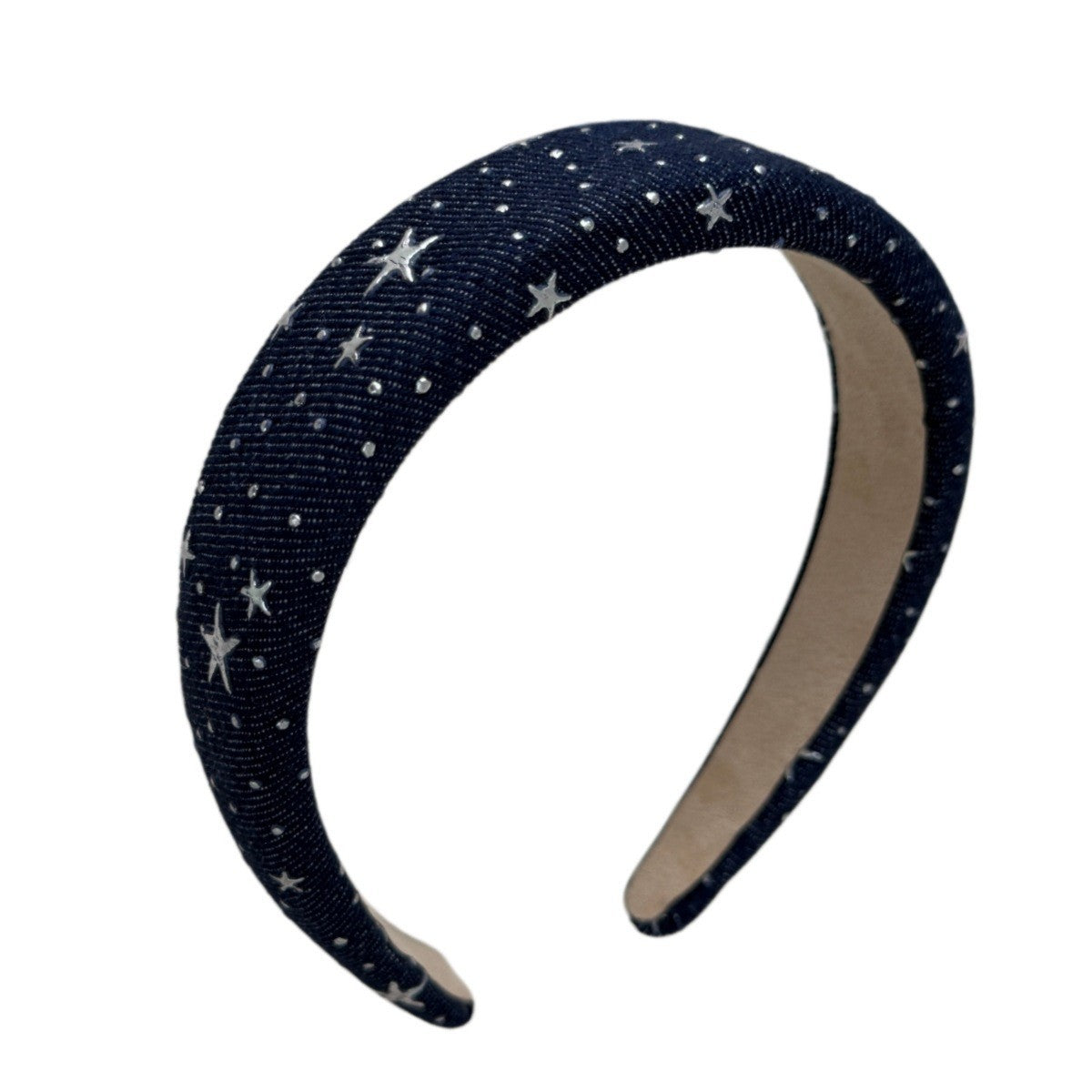 Retro Denim Star Rhinetone Fabric Wide Headband 6W6HBD291