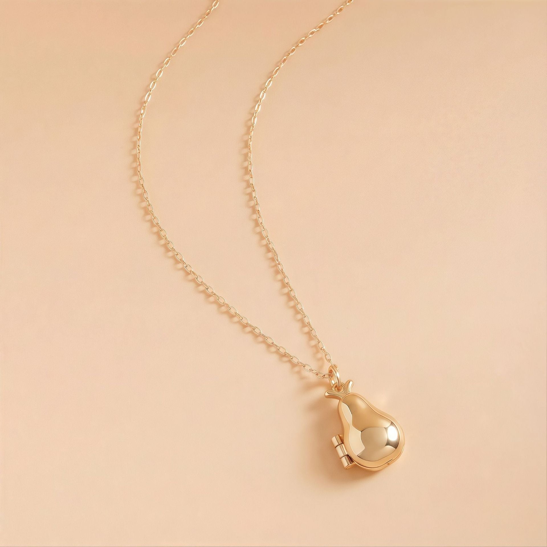 Cute Strawberry Pendant Rhinestone Locket Necklace 6W6JNC421L