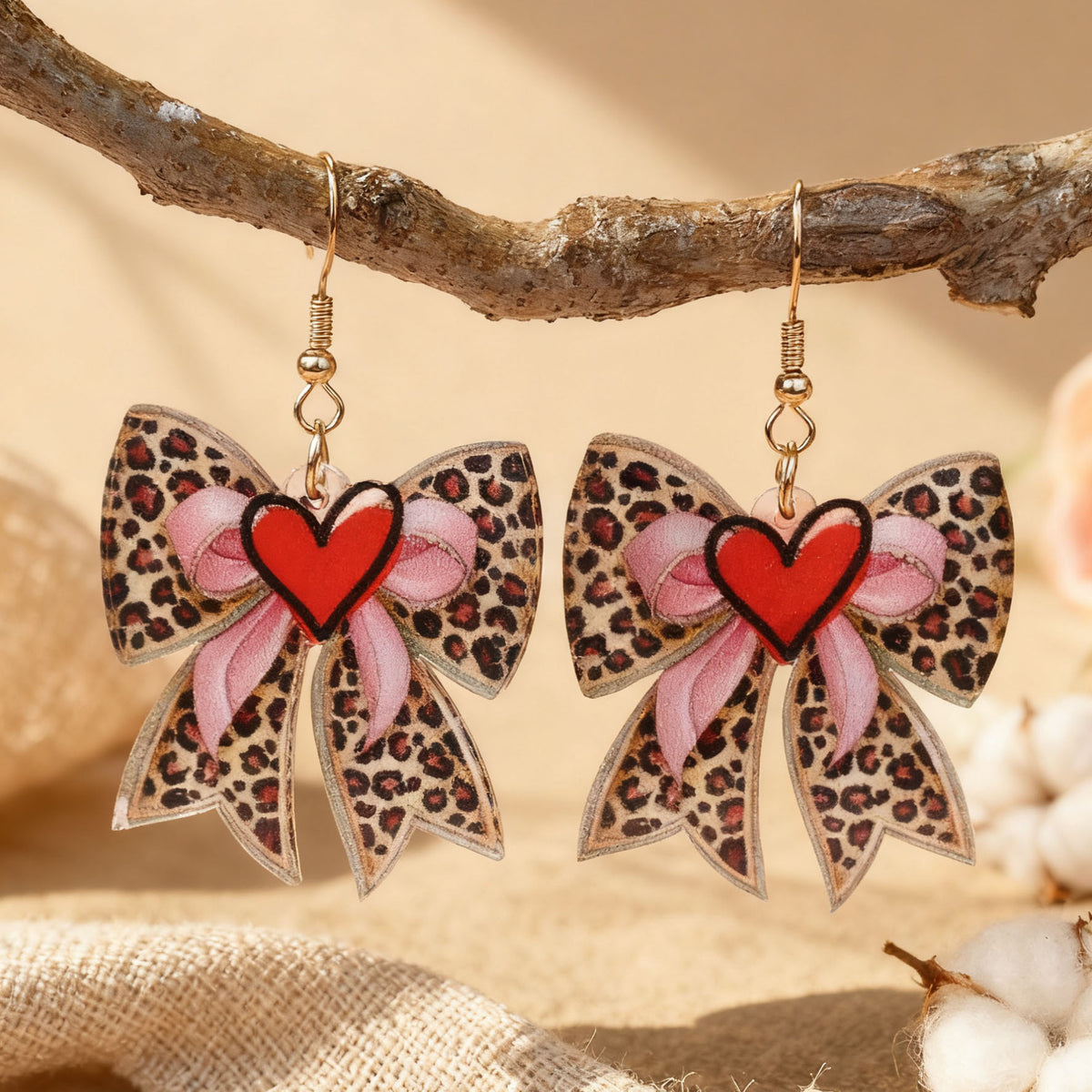 Leopard Bow Dangle Earrings - DippedShop Wholesale - #3571