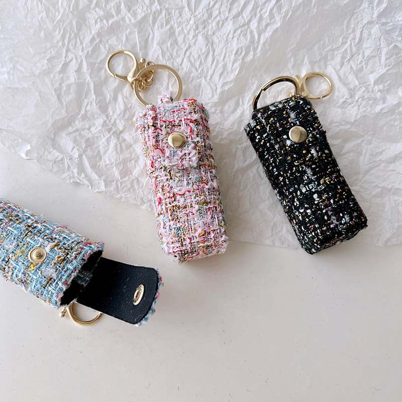 Tweed Lipstick Pouch Keychain - DippedShop Wholesale - #8115