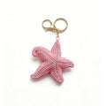 Creative Beaded Rhinestones Starfish Pendant Keychain 6W10BBC822