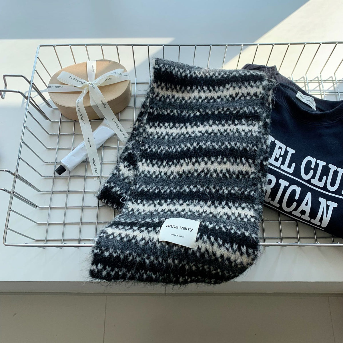 Striped Knit Winter Scarf - DippedShop Wholesale - #8643