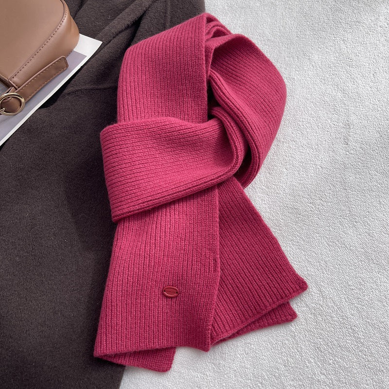 Solid Color Wool Blend Warm Knit Scarf 6W6NSC69