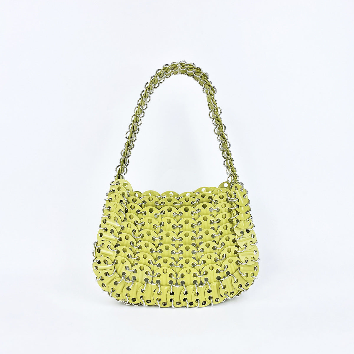 Stylish Solid Color Hand Woven Glitter Sequin Handbag 8CW6BBG514T
