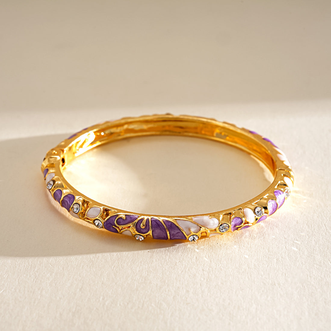 Enamel Floral Hinged Bracelet - DippedShop Wholesale - #9395